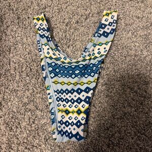 Aerie Blue and White Geometric Bikini Bottoms